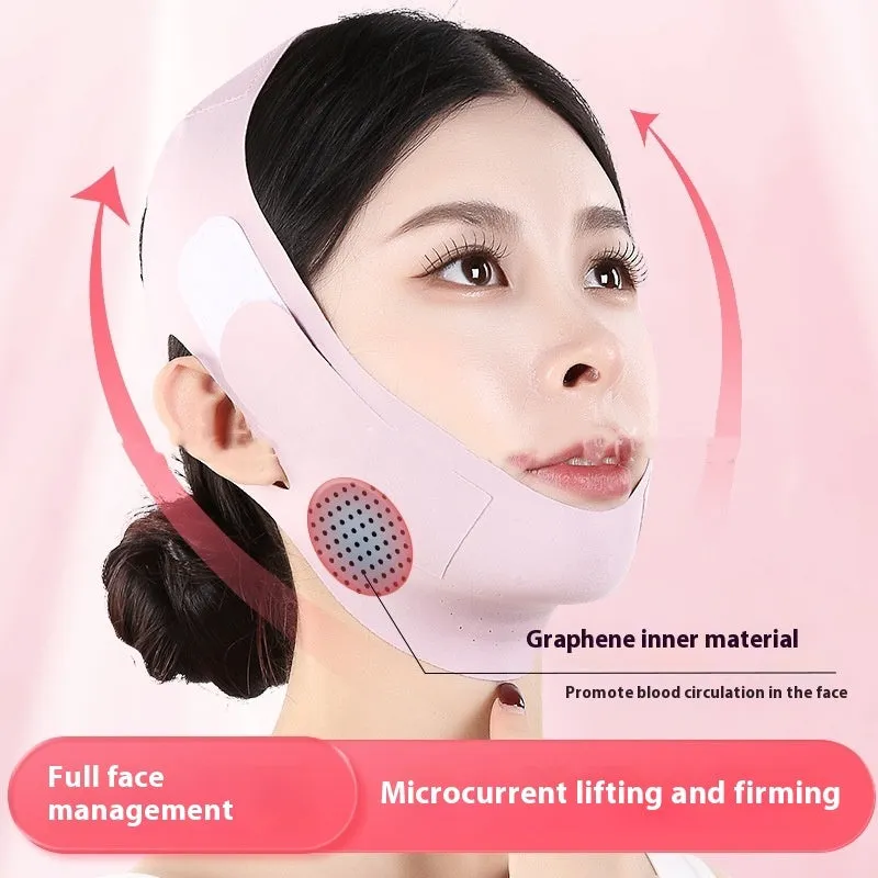 Green and purple lightweight V face shaping mask for facial lifting and tightening.