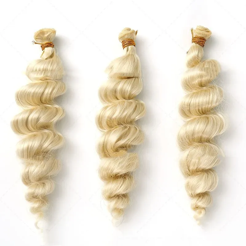 Golden synthetic hair weft wig in 18in, 20in and 22in length options