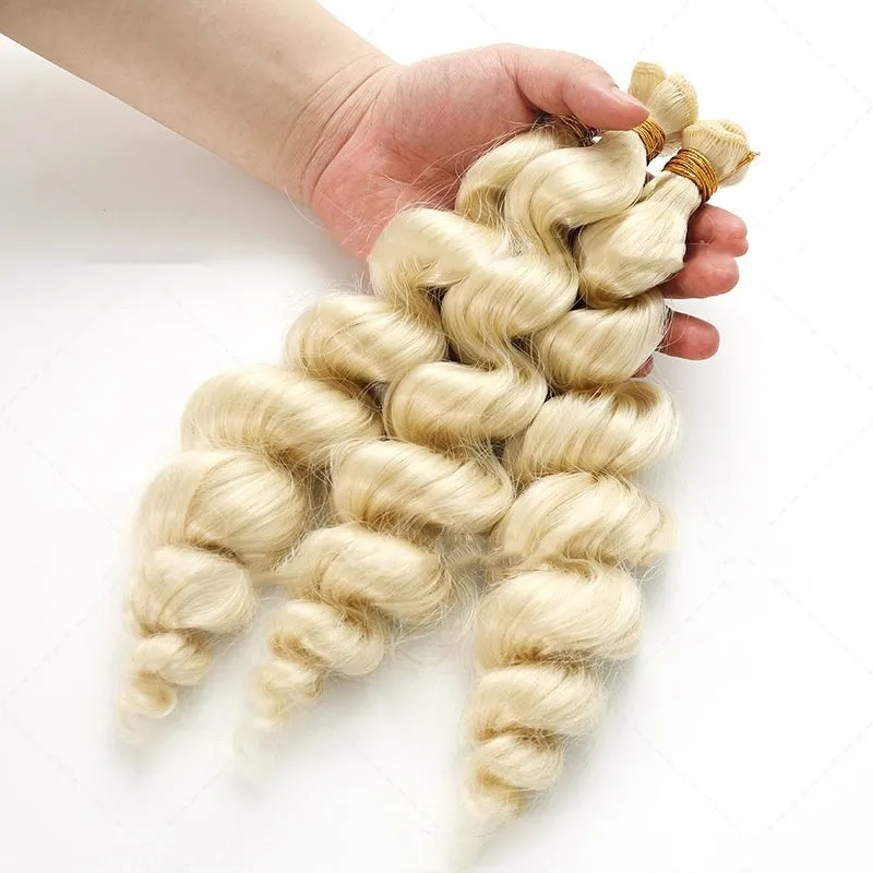 Golden synthetic hair weft wig in 18in, 20in and 22in length options