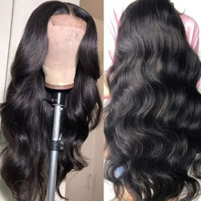Medium split black big wave wig with long bangs and long curly hair made from high temperature wire
