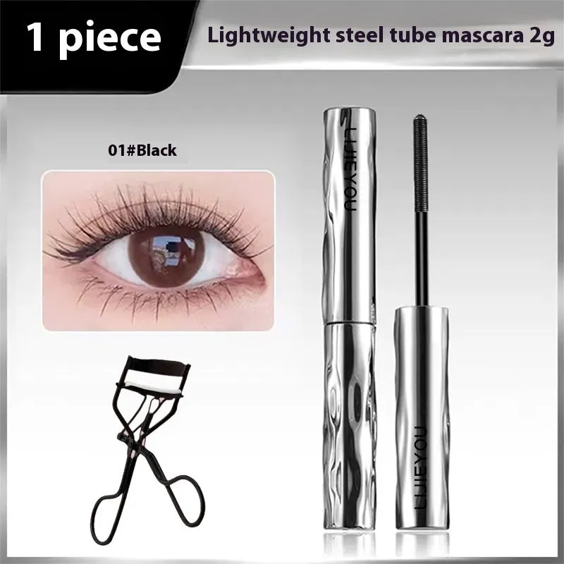 Waterproof steel tube mascara for long thick eyelashes in black or brown colour
