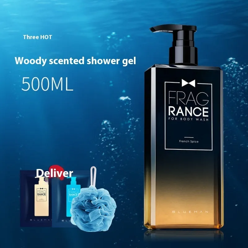 Men's perfume shower gel body moisturizing with loofah test pack and trial kit