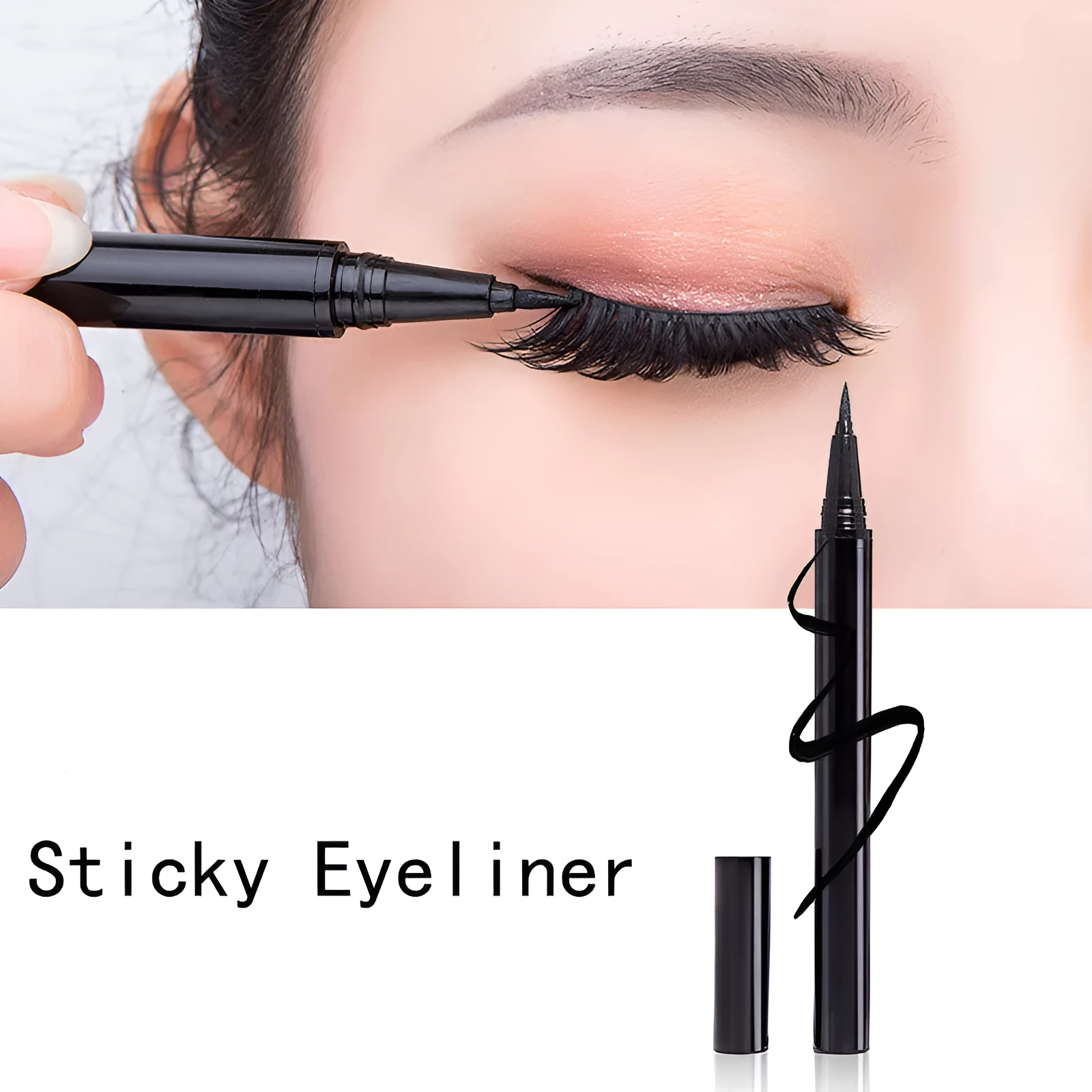 Self-adhesive eyeliner strip in black colour for attaching false eyelashes