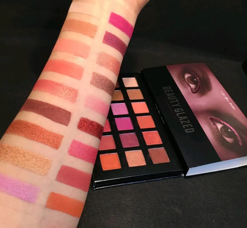 Beauty Glazed 18-colour eyeshadow palette with assorted eyeshadow pans in plastic case