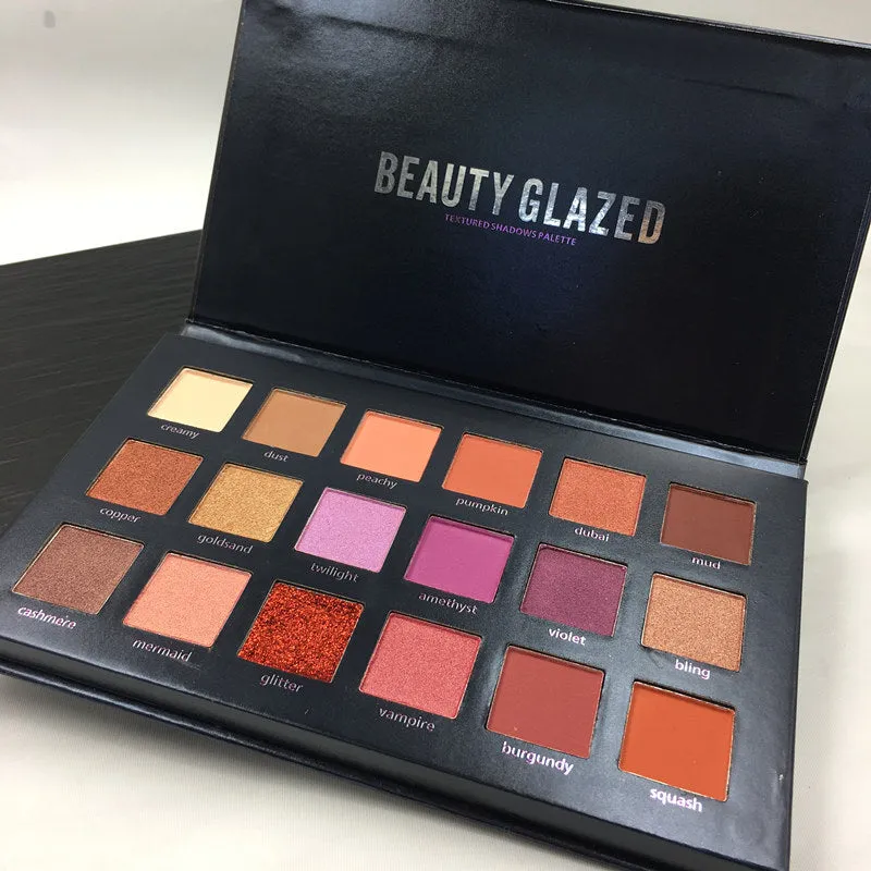 Beauty Glazed 18-colour eyeshadow palette with assorted eyeshadow pans in plastic case