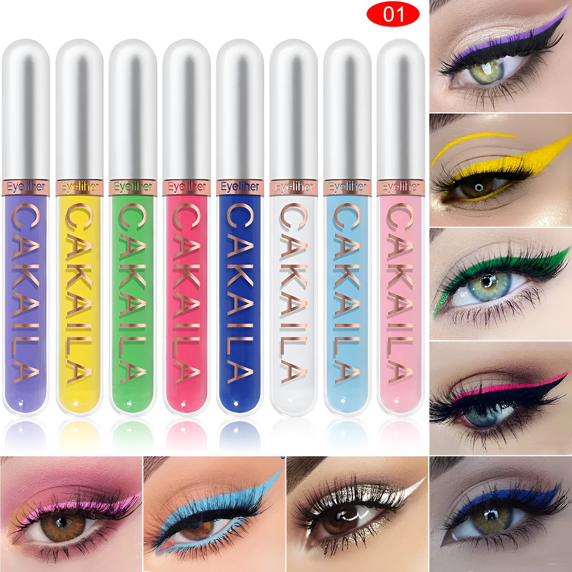CAKAILA Kakaila 8-color liquid eyeliner set with style options 01, 02, 03 in colour classifications