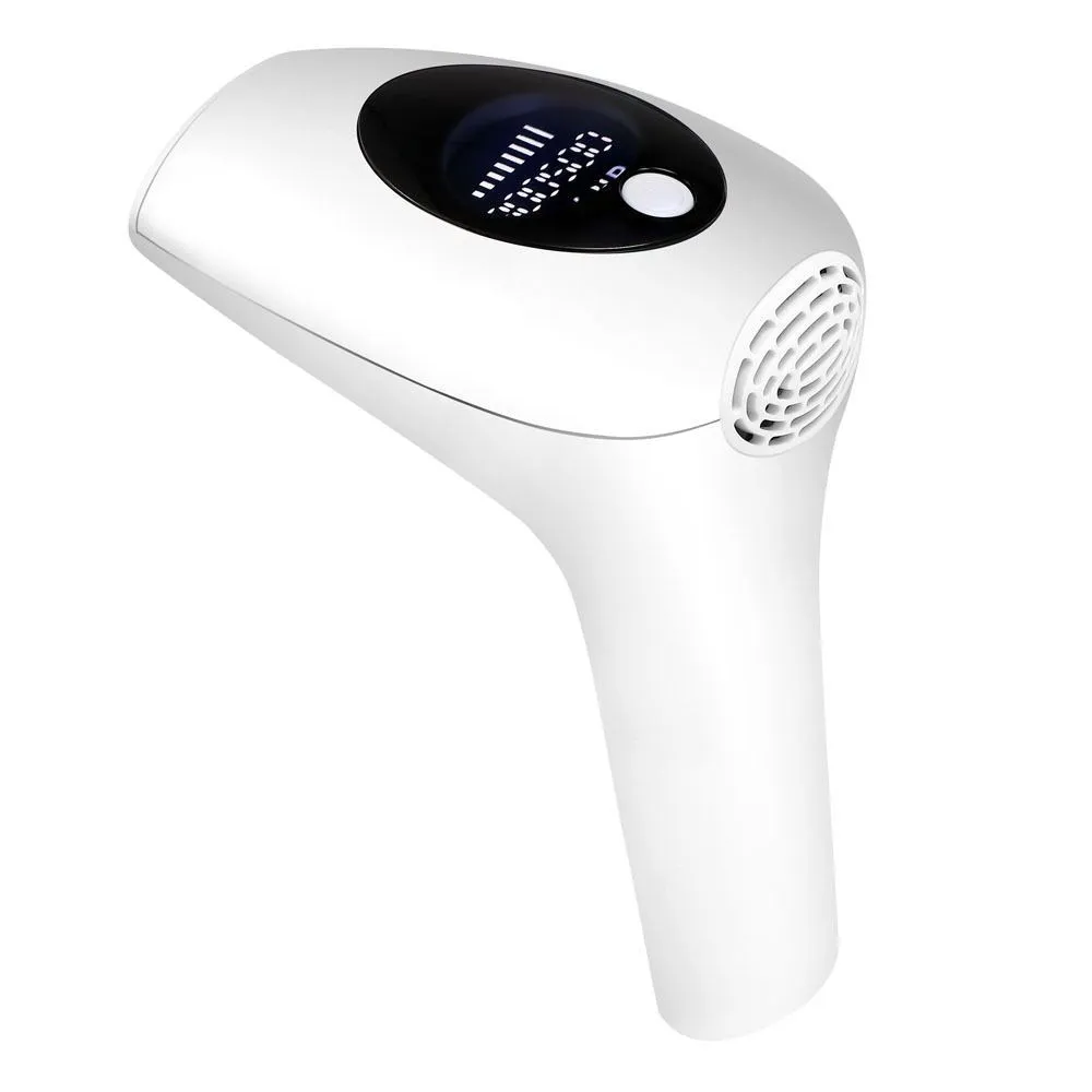 Compact laser hair removal handset in dark green with 8 power levels and skin rejuvenation