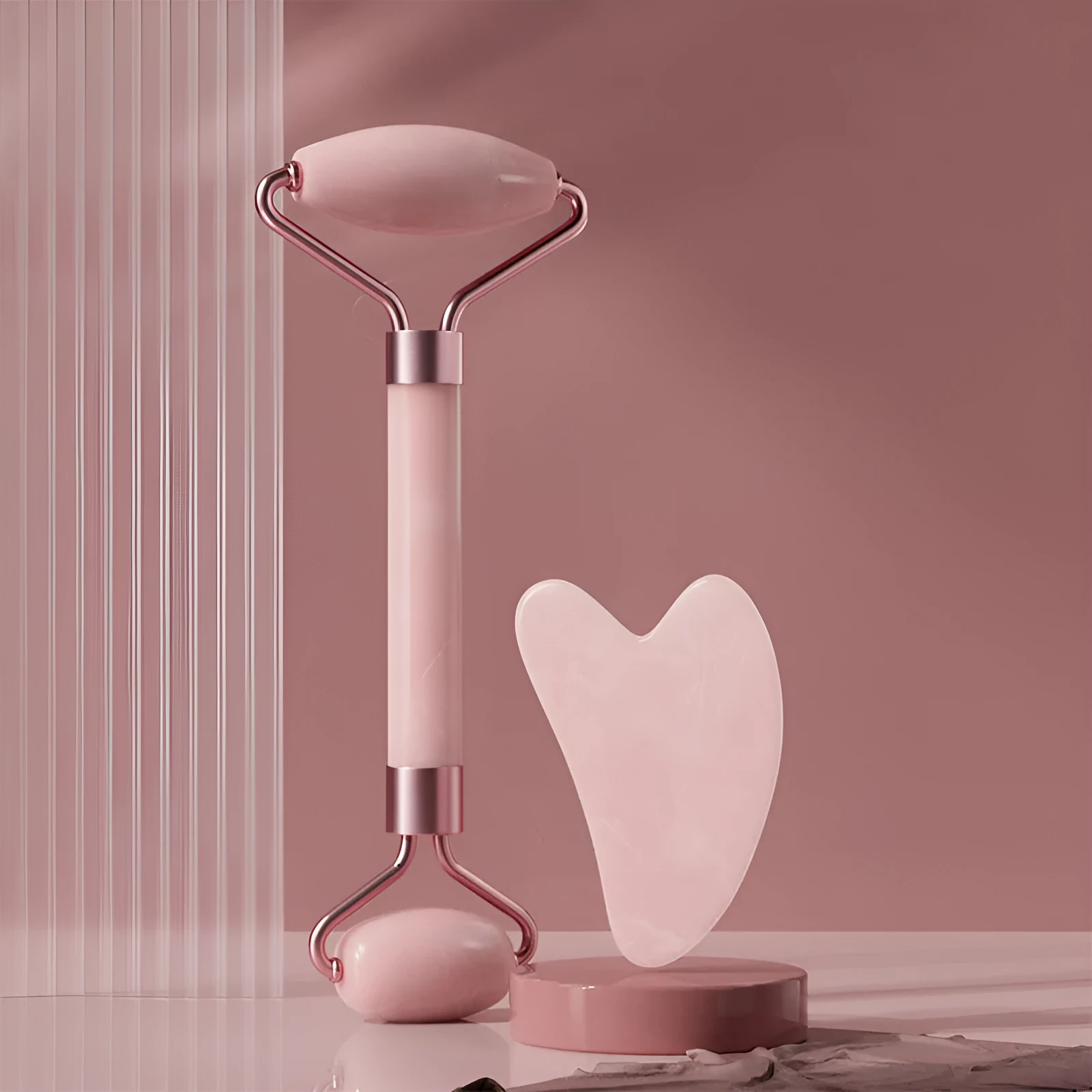 Scraping roll massager set with double-headed roller and scraping board in multiple colours for facial and body massage