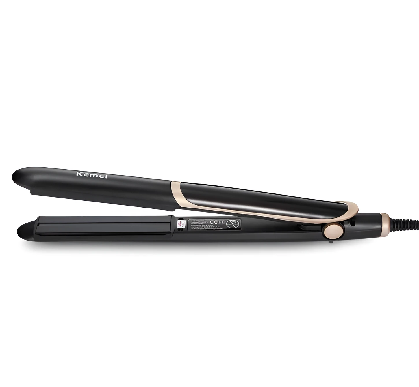 Black ceramic tourmaline negative ion hair straightener curler with LED display and 31cm plate