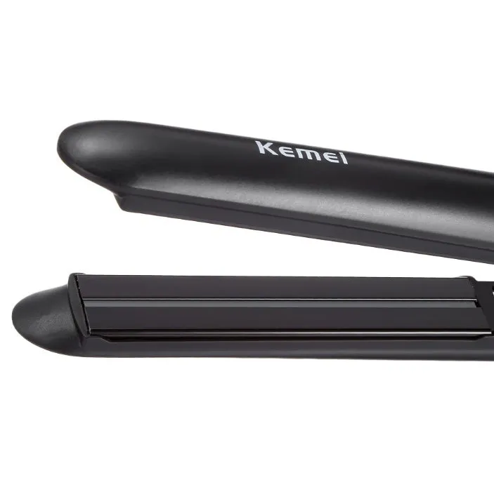 Black ceramic tourmaline negative ion hair straightener curler with LED display and 31cm plate