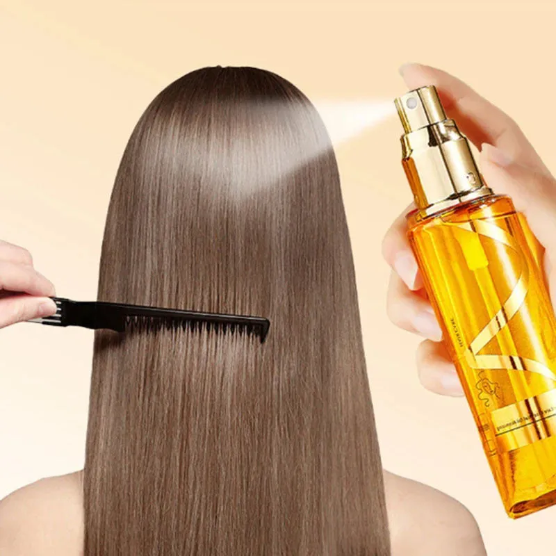 Gold bottle of perfume soft hair care essential oil spray for dry frizz, 70ml