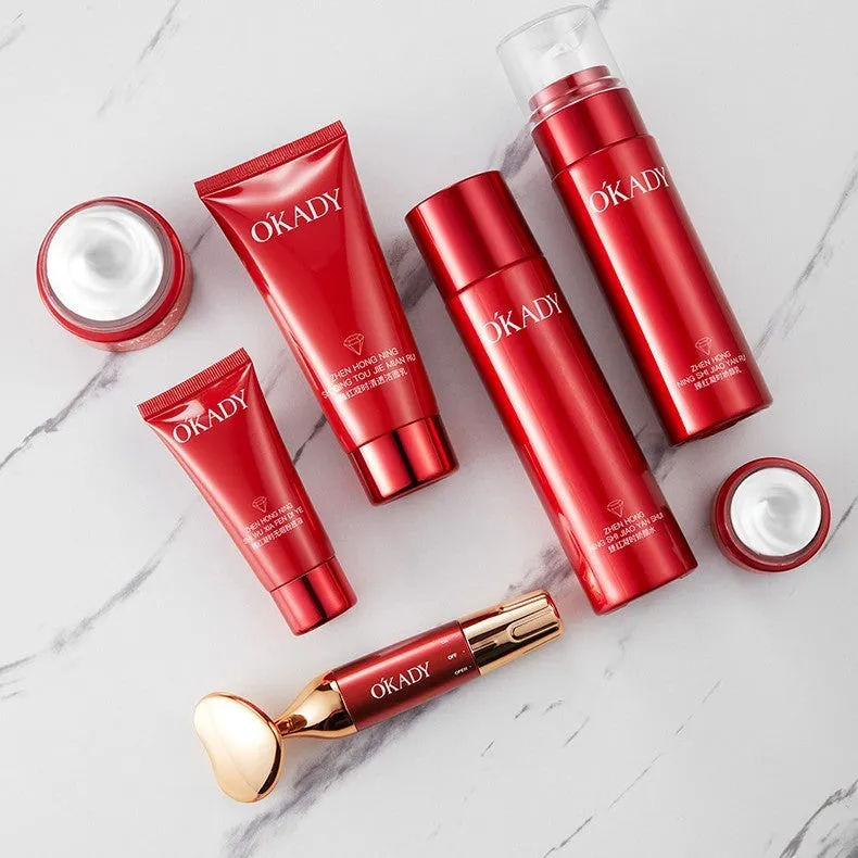 10 piece facial care set water and lotion with cleanser toner essence eye cream beauty cream and foundation