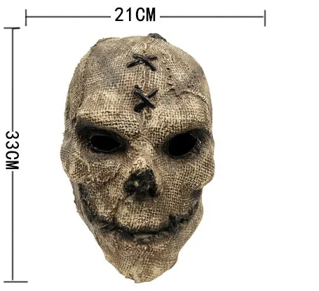 White latex skull mask with American-style detailing for Halloween costume