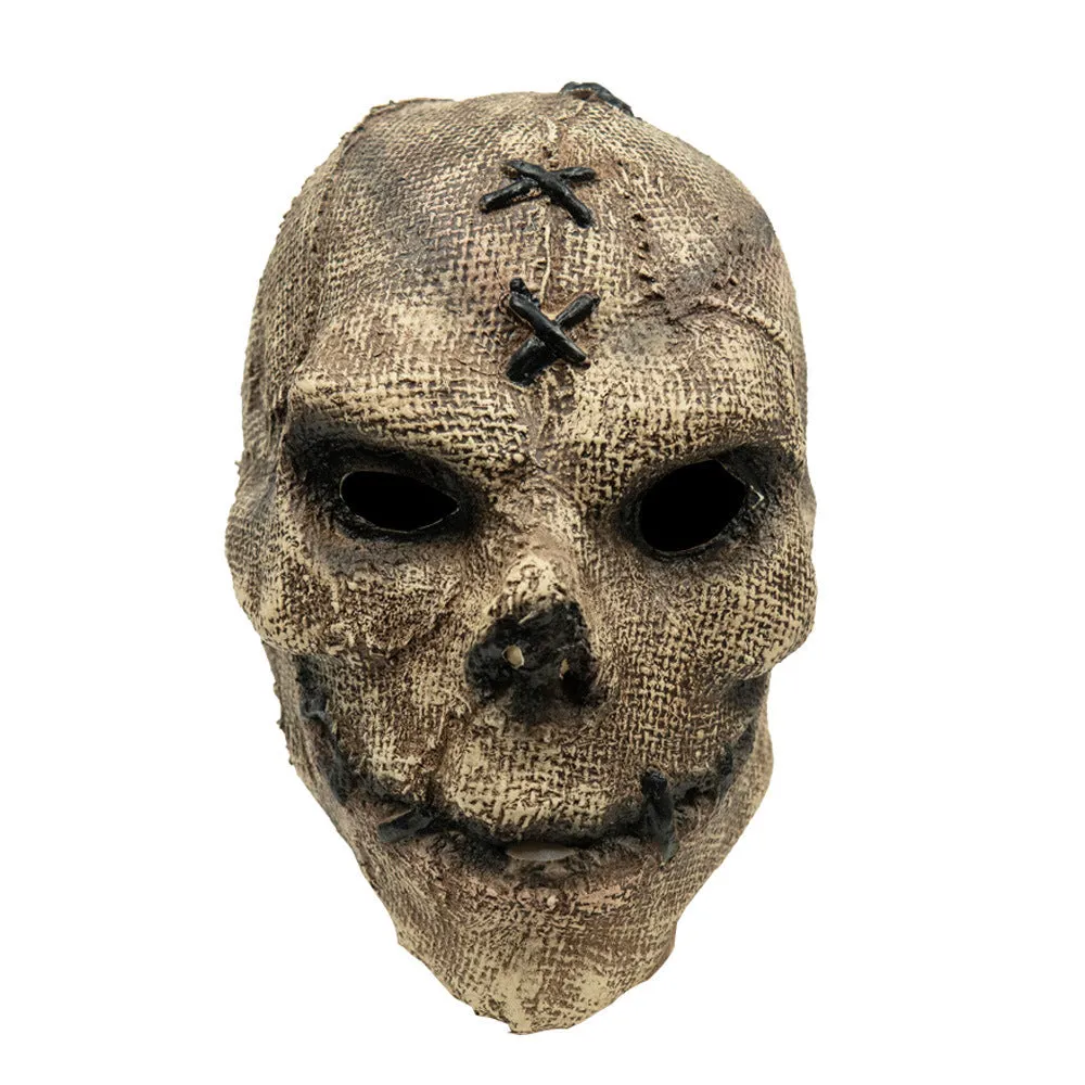 White latex skull mask with American-style detailing for Halloween costume