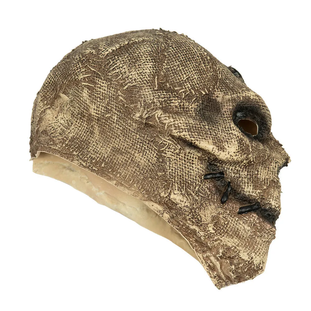 White latex skull mask with American-style detailing for Halloween costume