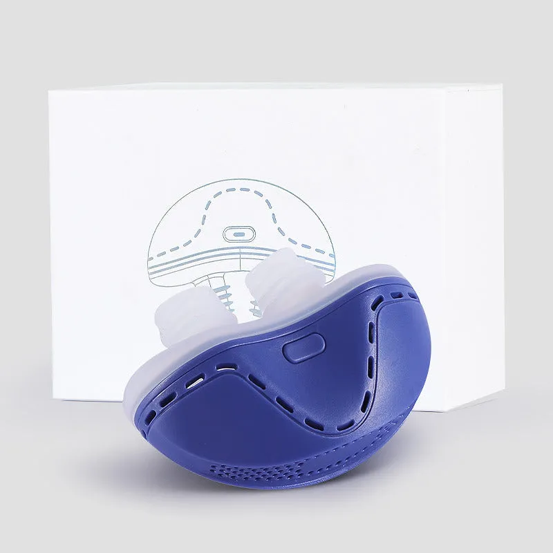 Electric household anti-snoring device with white silicone shell and USB charging port