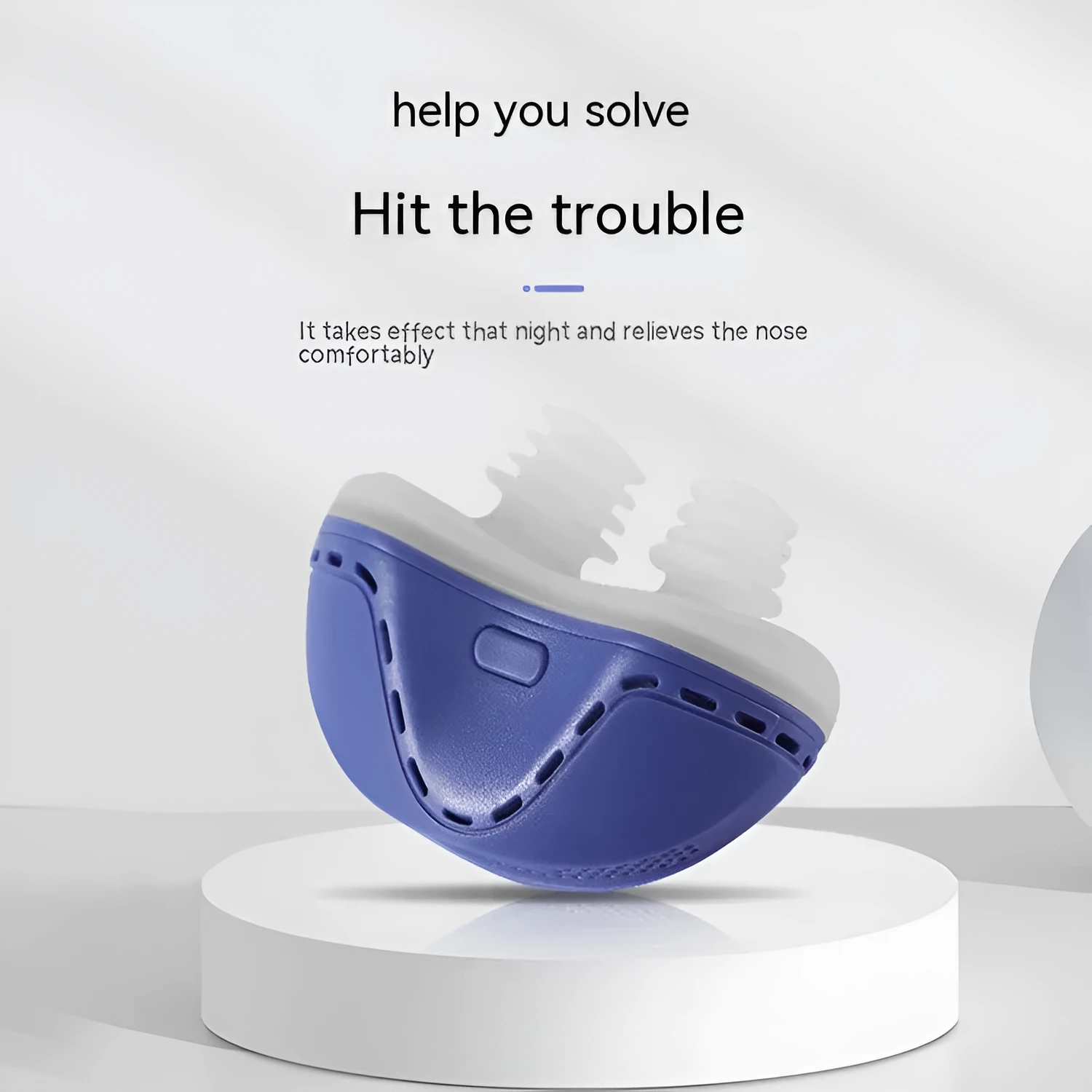 Electric household anti-snoring device with white silicone shell and USB charging port