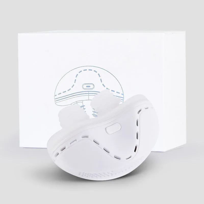 Electric household anti-snoring device with white silicone shell and USB charging port