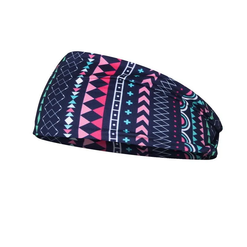 Printed sports yoga fitness sweat-absorbent polyester headband in multiple colour options A-X
