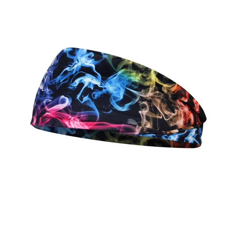 Printed sports yoga fitness sweat-absorbent polyester headband in multiple colour options A-X