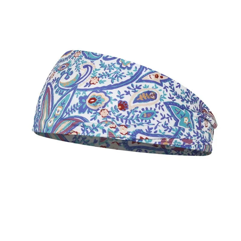Printed sports yoga fitness sweat-absorbent polyester headband in multiple colour options A-X