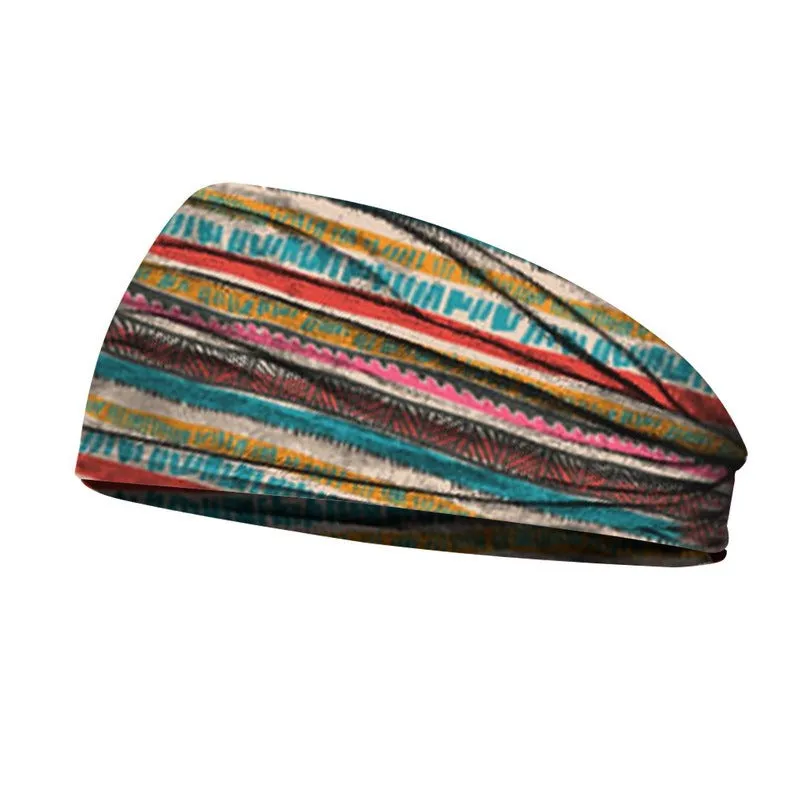 Printed sports yoga fitness sweat-absorbent polyester headband in multiple colour options A-X