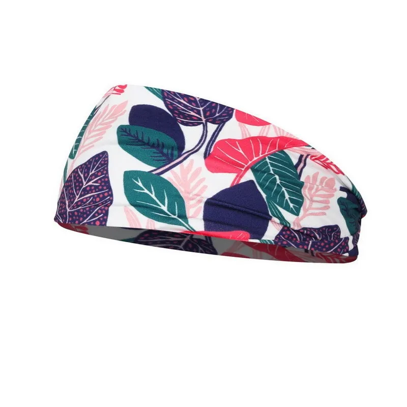 Printed sports yoga fitness sweat-absorbent polyester headband in multiple colour options A-X