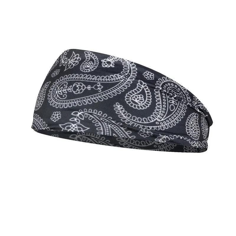 Printed sports yoga fitness sweat-absorbent polyester headband in multiple colour options A-X