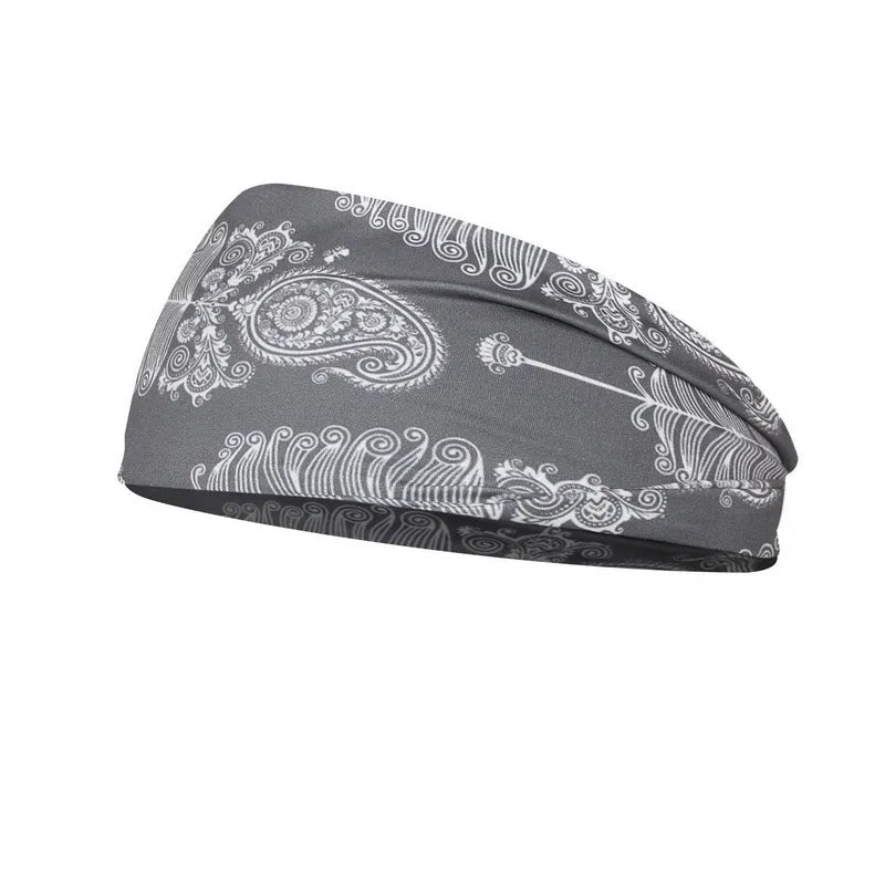 Printed sports yoga fitness sweat-absorbent polyester headband in multiple colour options A-X