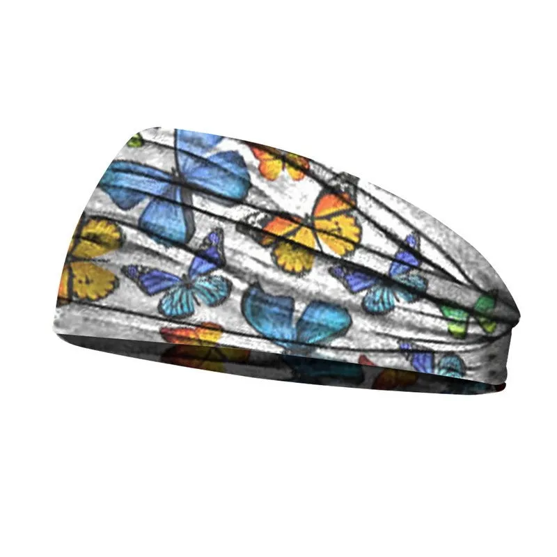 Printed sports yoga fitness sweat-absorbent polyester headband in multiple colour options A-X