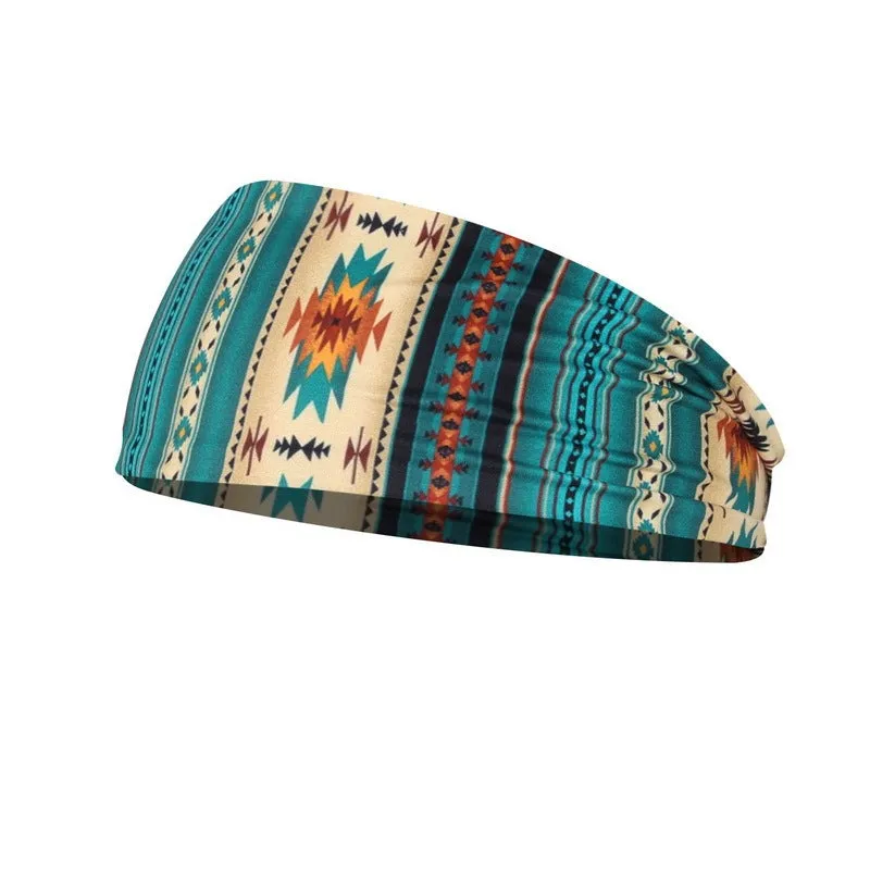 Printed sports yoga fitness sweat-absorbent polyester headband in multiple colour options A-X