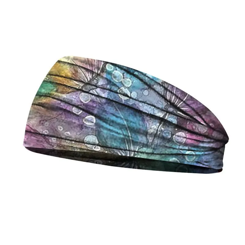 Printed sports yoga fitness sweat-absorbent polyester headband in multiple colour options A-X