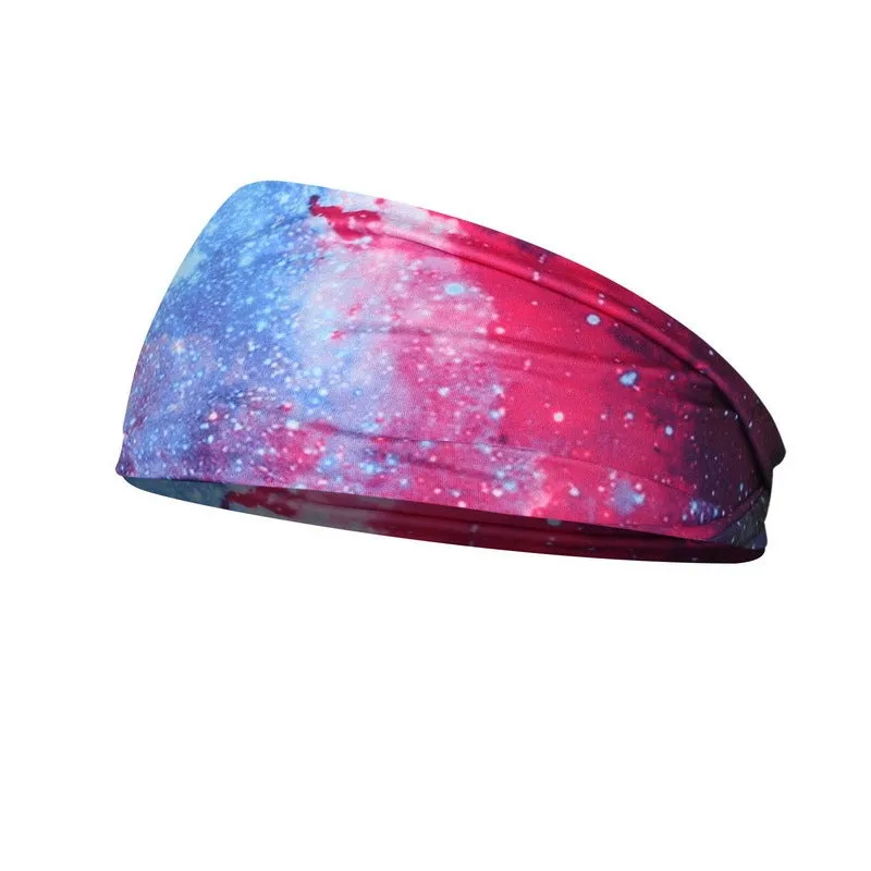 Printed sports yoga fitness sweat-absorbent polyester headband in multiple colour options A-X