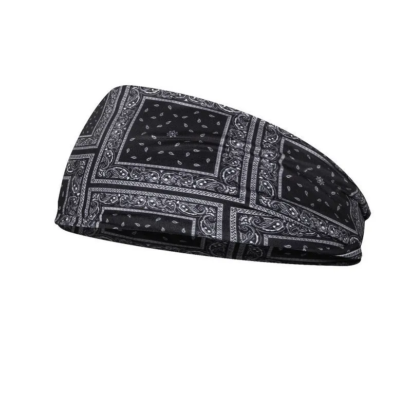 Printed sports yoga fitness sweat-absorbent polyester headband in multiple colour options A-X