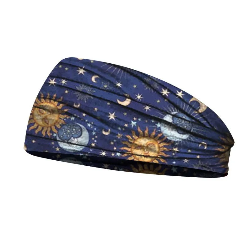 Printed sports yoga fitness sweat-absorbent polyester headband in multiple colour options A-X