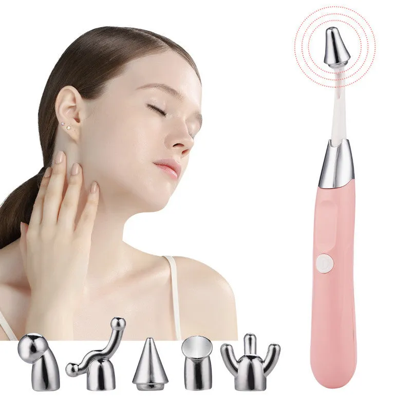 Pink 6-in-1 electric full body massager with six massage heads on a white background