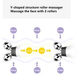 Electric rollers inductive therapeutical instrument EMS facial massager in white, pink, and black with colour light therapy