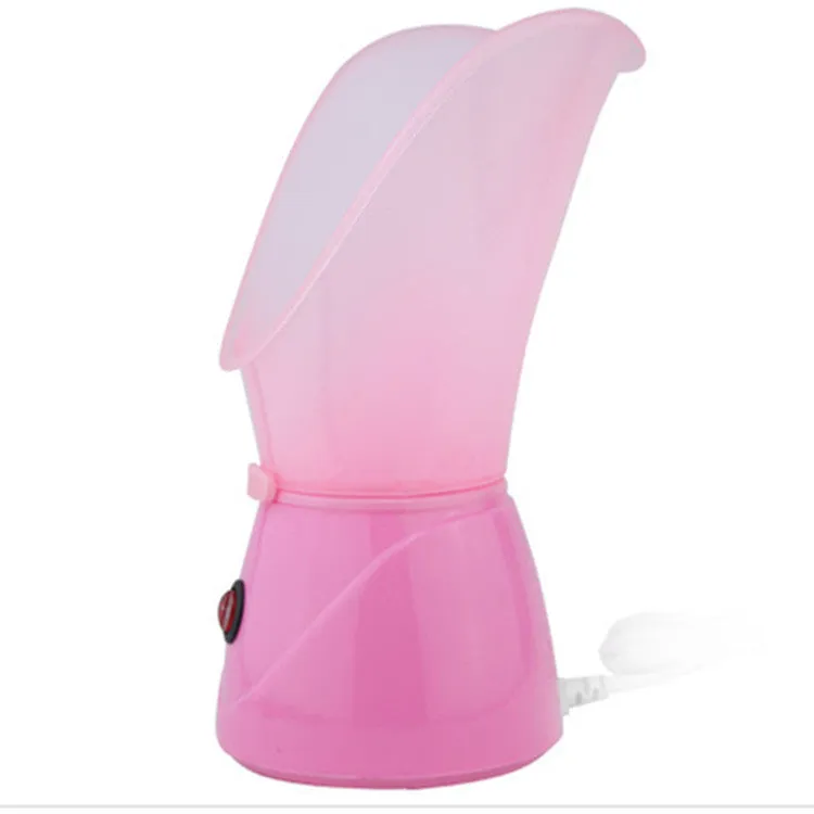 Pink ion hot steamer face machine with 55ml tank and food-grade PP body on white background