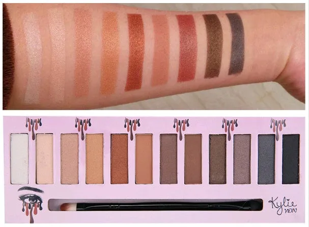 Kelly 12 colour matte eyeshadow palette in compact case with multiple neutral shades visible