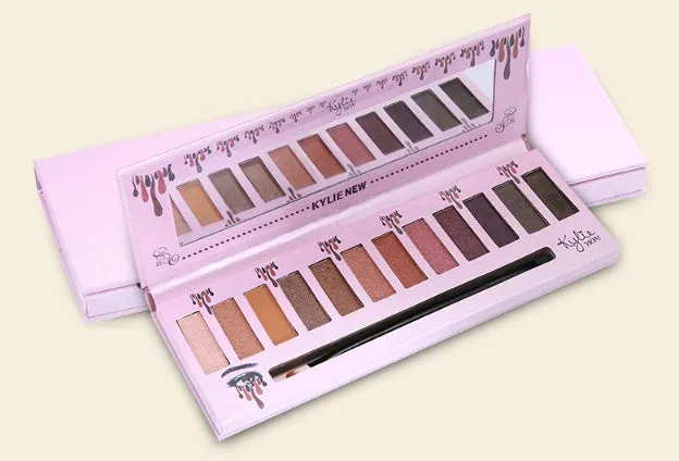 Kelly 12 colour matte eyeshadow palette in compact case with multiple neutral shades visible