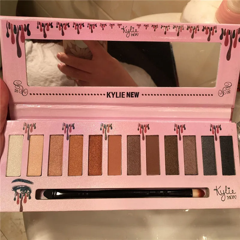 Kelly 12 colour matte eyeshadow palette in compact case with multiple neutral shades visible