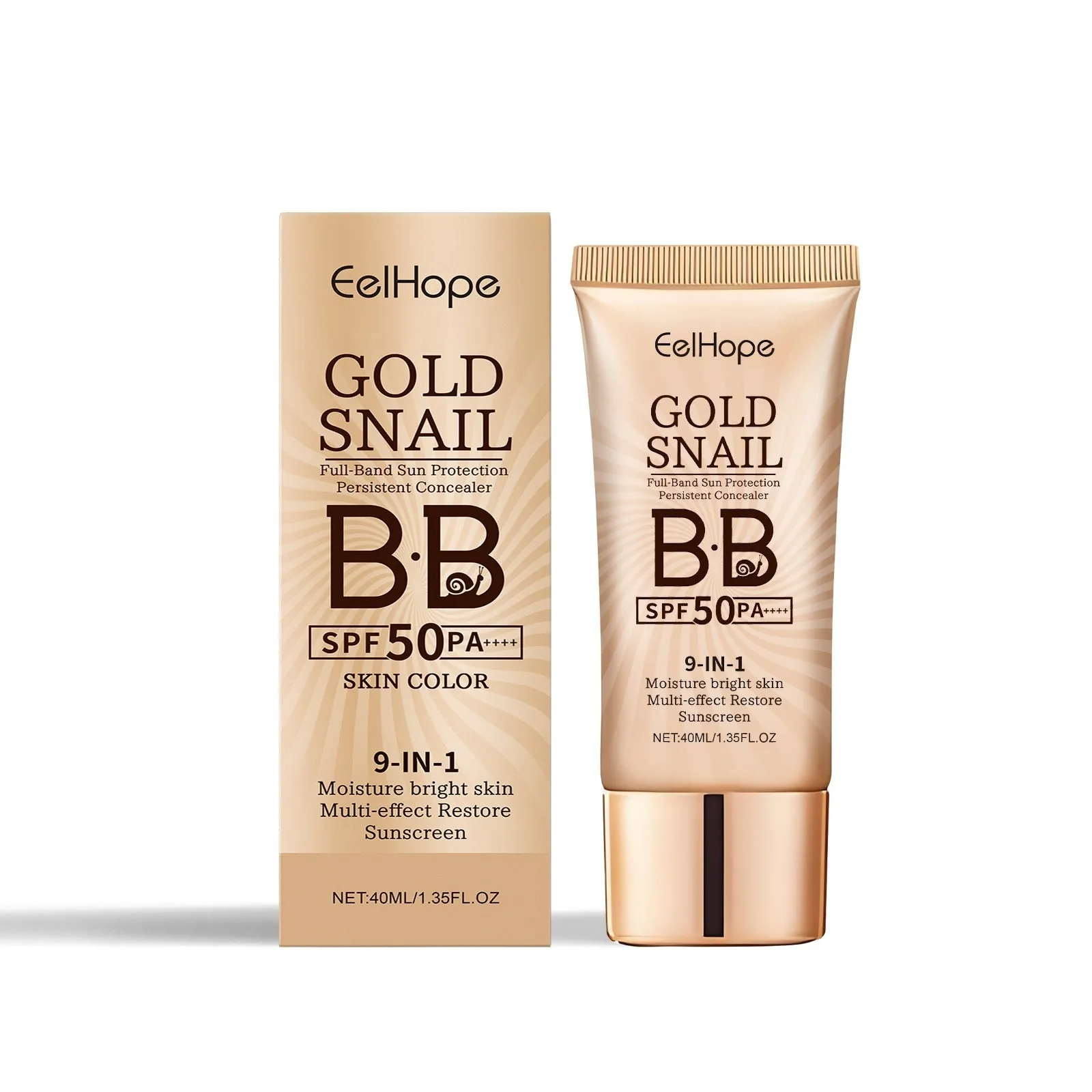 Golden Snail Sunscreen BB Cream 40ml tube in Natural color and Skin colour shades with sunscreen and snail extract