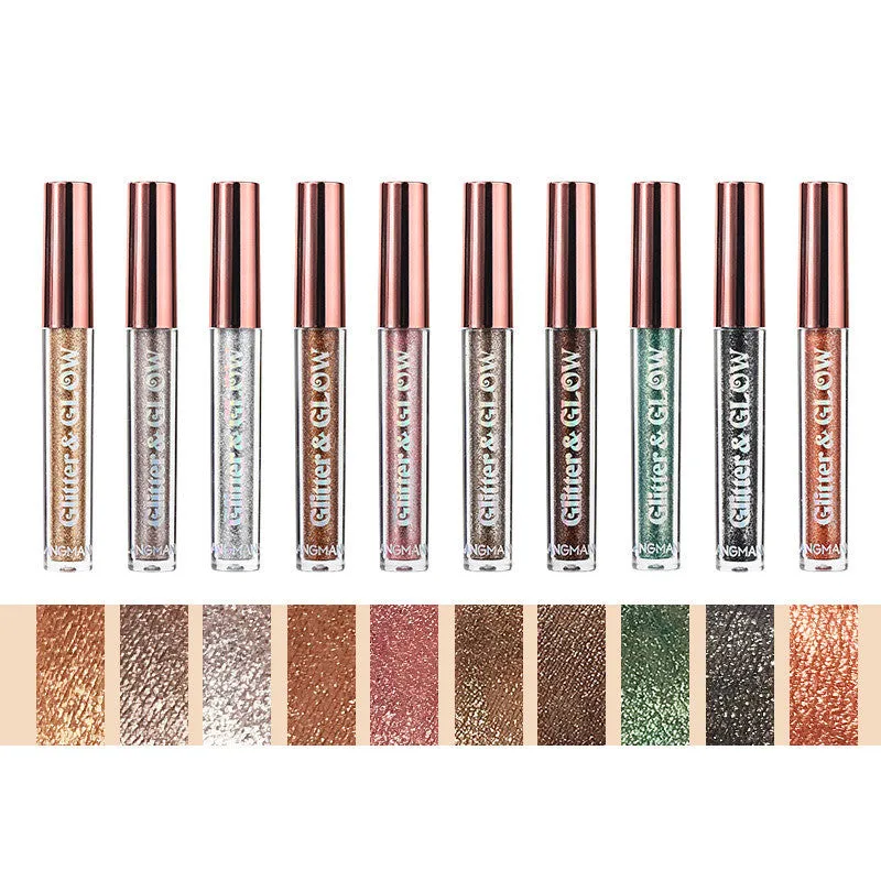 Diamond Shine Liquid Eye Shadow 10 colour set in a compact box with shimmering pearl finish
