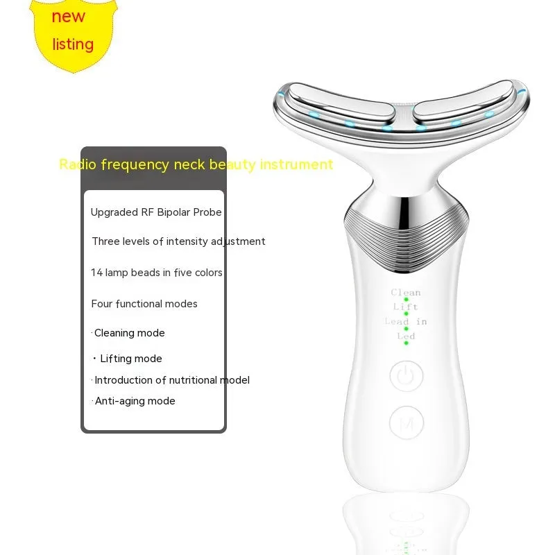Beauty neck fade care massage instrument with ultrasonic and colour light functions, white English model, 89 x 47 x 120mm