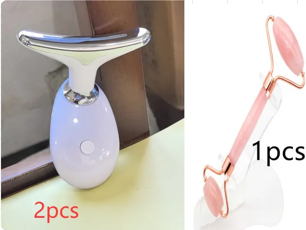 Beauty neck fade care massage instrument with ultrasonic and colour light functions, white English model, 89 x 47 x 120mm