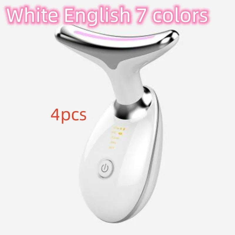 Beauty neck fade care massage instrument with ultrasonic and colour light functions, white English model, 89 x 47 x 120mm
