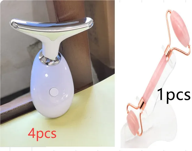Beauty neck fade care massage instrument with ultrasonic and colour light functions, white English model, 89 x 47 x 120mm