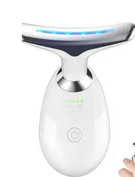 Beauty neck fade care massage instrument with ultrasonic and colour light functions, white English model, 89 x 47 x 120mm