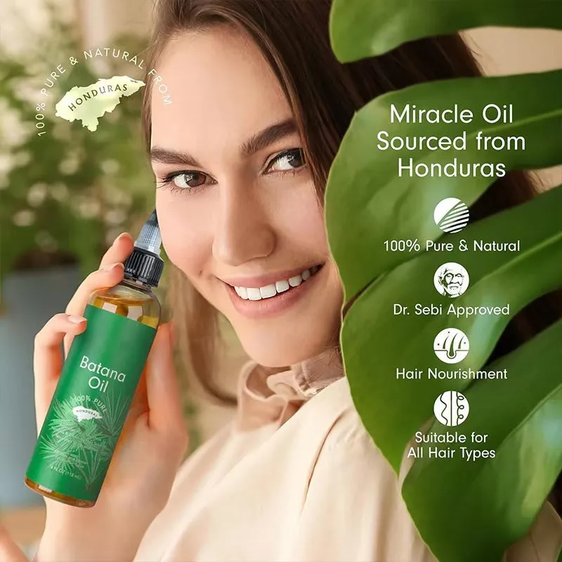 Batana oil hair care essential oil 118ml bottle with moisturising and frizz control benefits