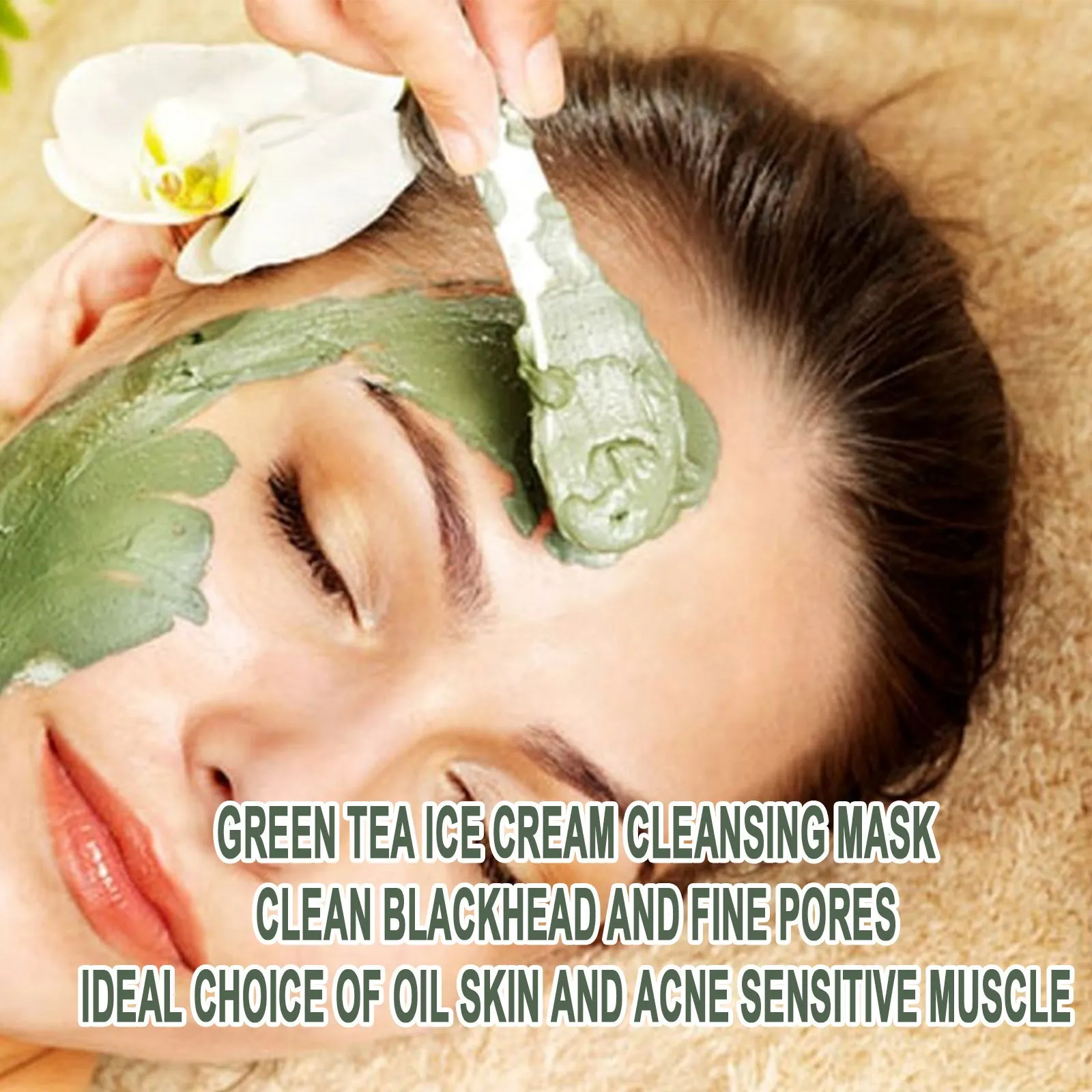 Green tea cleansing firming ice skin cleansing mask in 100ml tube on white background